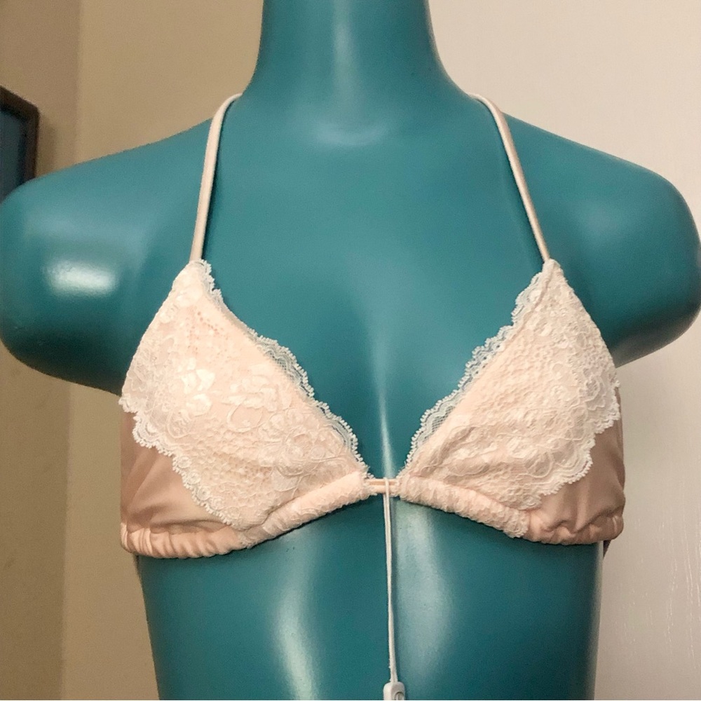 Beach Bunny Blush Pink Lace Triangle Bikini Top